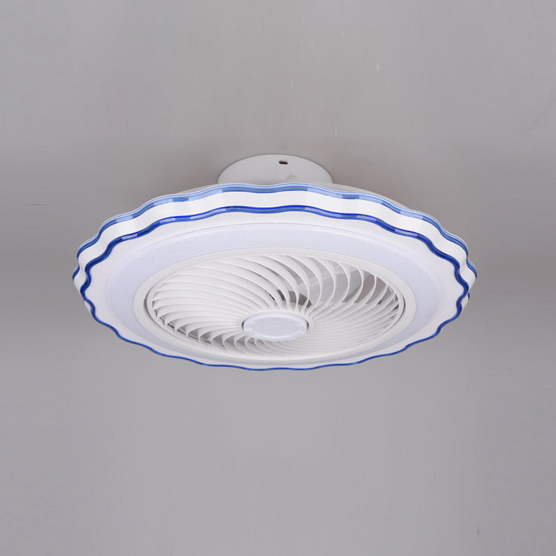 Children's Bedroom Fan Lamp Minimalist LED Semi Flush Mount Ceiling Light