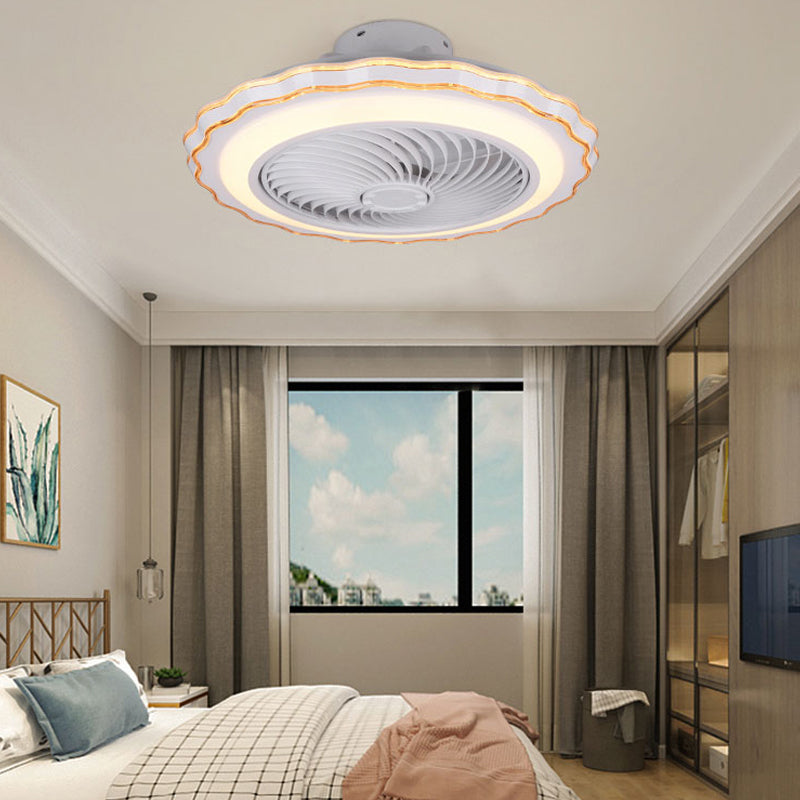 Children's Bedroom Fan Lamp Minimalist LED Semi Flush Mount Ceiling Light