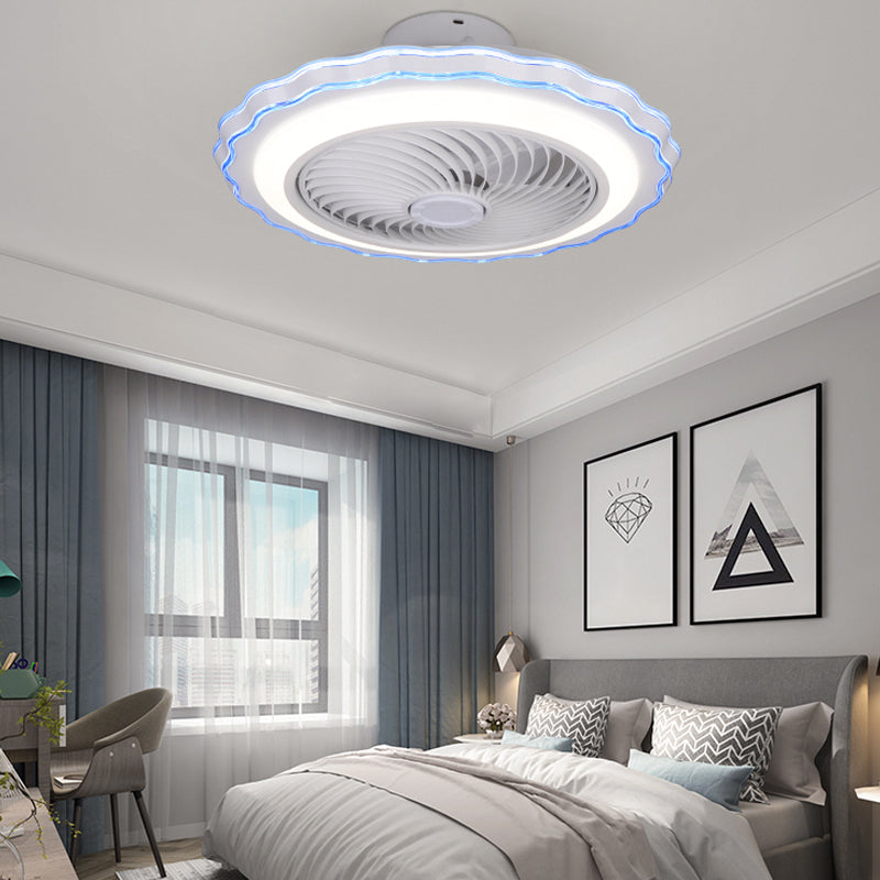 Children's Bedroom Fan Lamp Minimalist LED Semi Flush Mount Ceiling Light