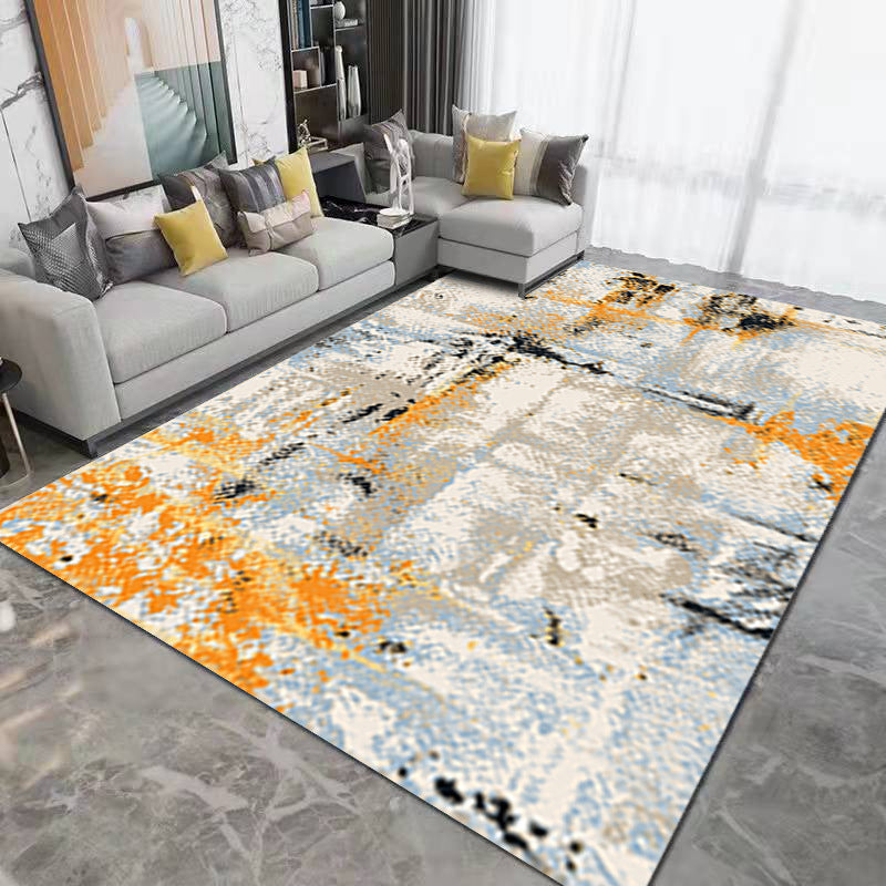 Gray Modern Rug Polyester Graphic Rug Non-Slip Backing Rug for Home Decor