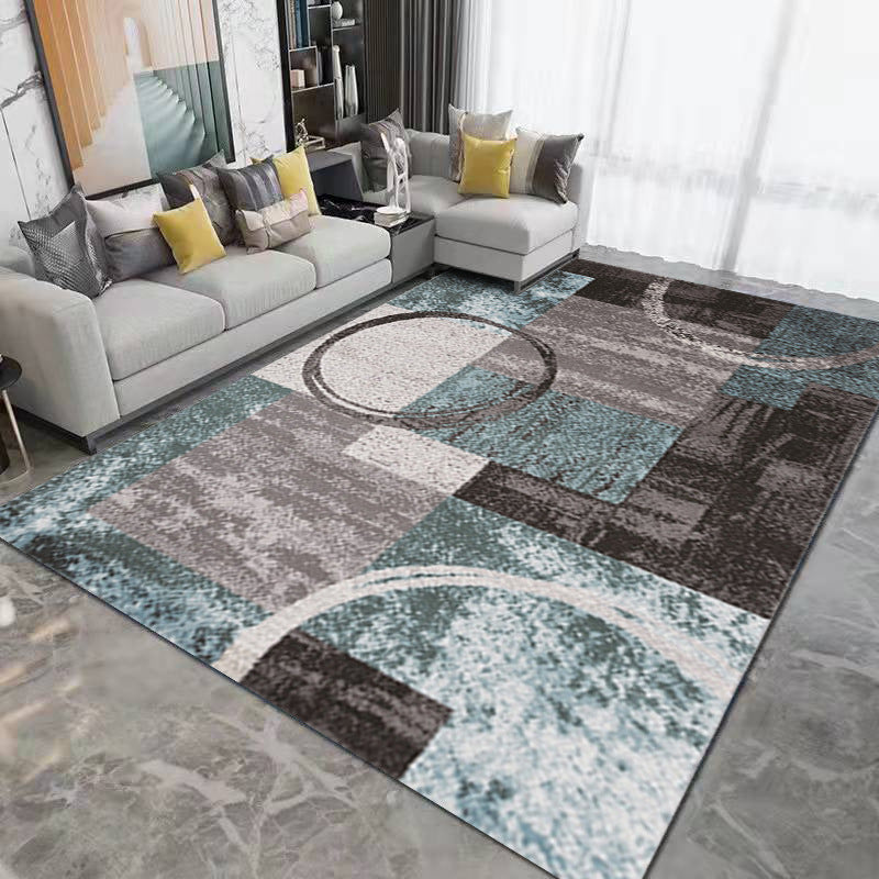Gray Modern Rug Polyester Graphic Rug Non-Slip Backing Rug for Home Decor