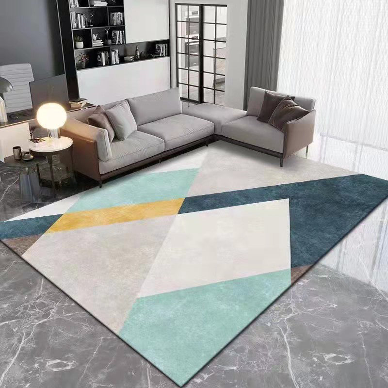 Light Gray Modern Rug Polyester Color Piece Rug Non-Slip Backing Rug for Home