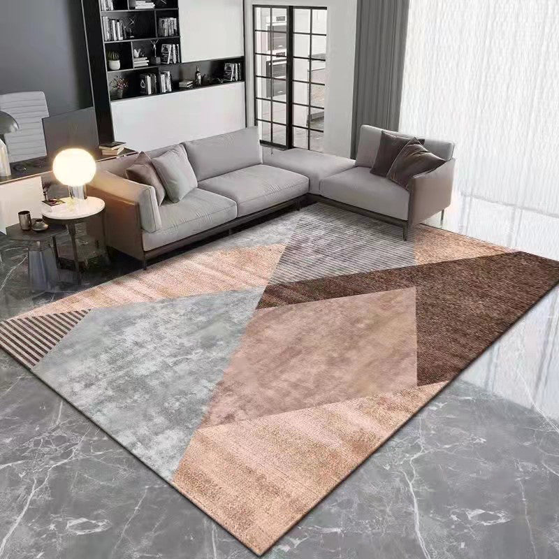 Light Gray Modern Rug Polyester Color Piece Rug Non-Slip Backing Rug for Home