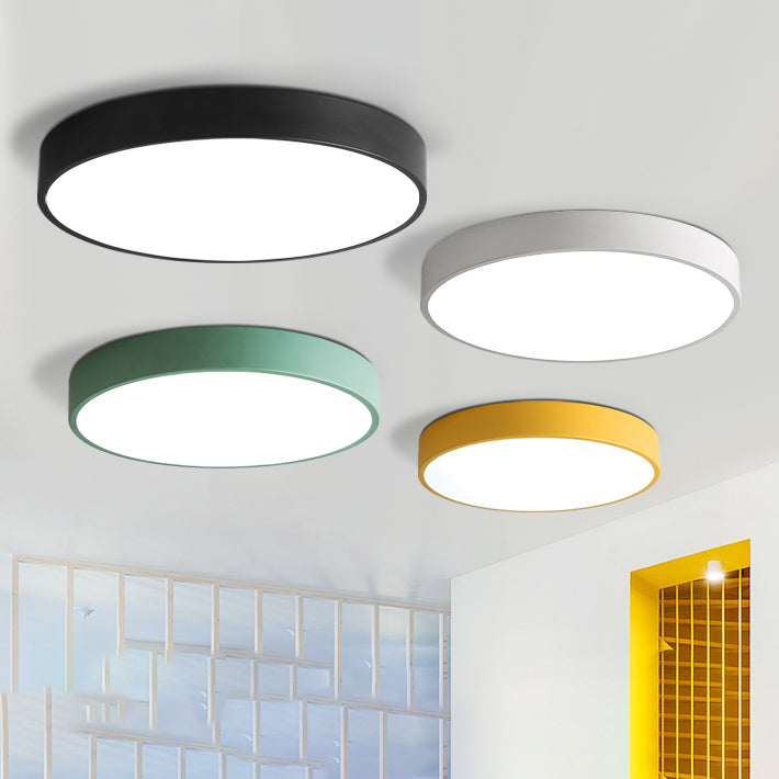Modern Round Shape Flush Mount Lights Metal Flush Ceiling Light Fixture with Acrylic Shade