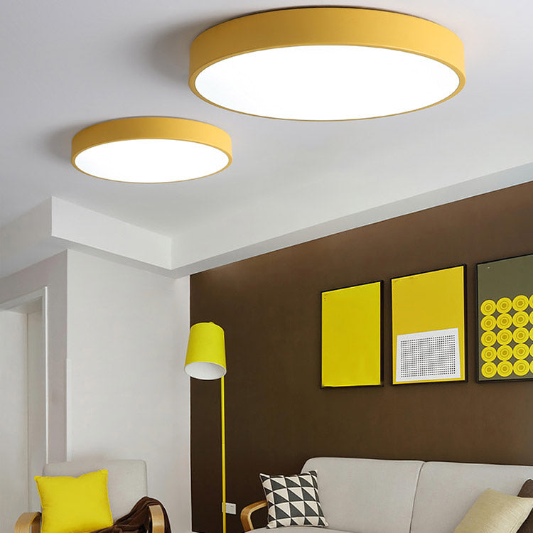 Modern Round Shape Flush Mount Lights Metal Flush Ceiling Light Fixture with Acrylic Shade