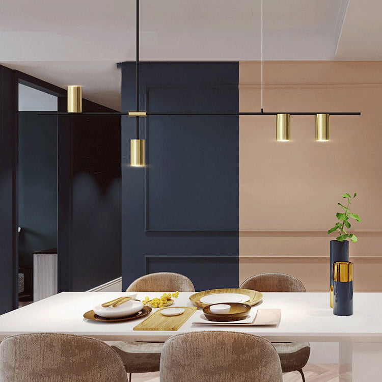 Cylindrical Metal Strip Lights Contemporary Kitchen Pendant Lights