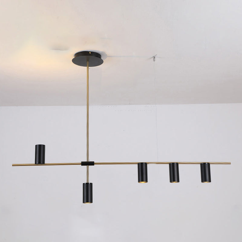 Cylindrical Metal Strip Lights Contemporary Kitchen Pendant Lights