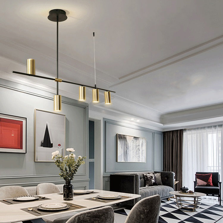 Cylindrical Metal Strip Lights Contemporary Kitchen Pendant Lights