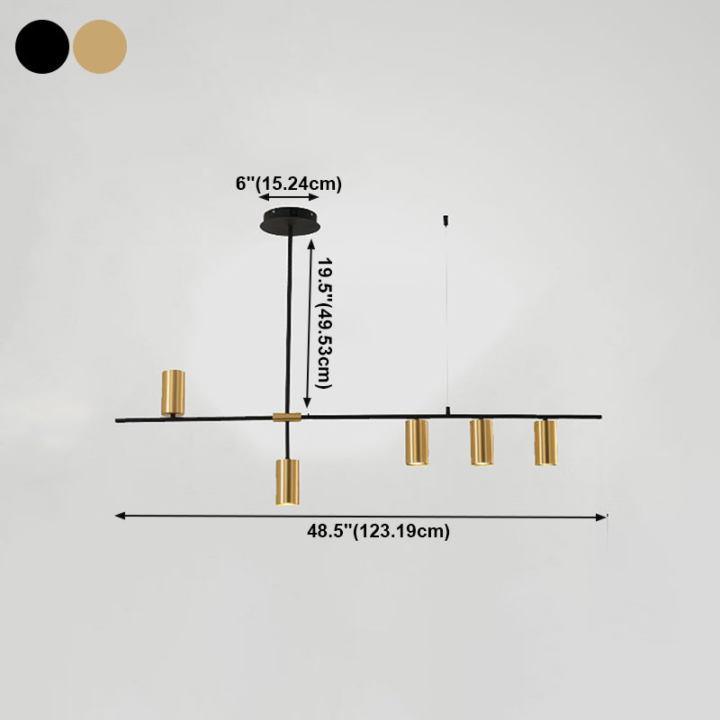 Cylindrical Metal Strip Lights Contemporary Kitchen Pendant Lights