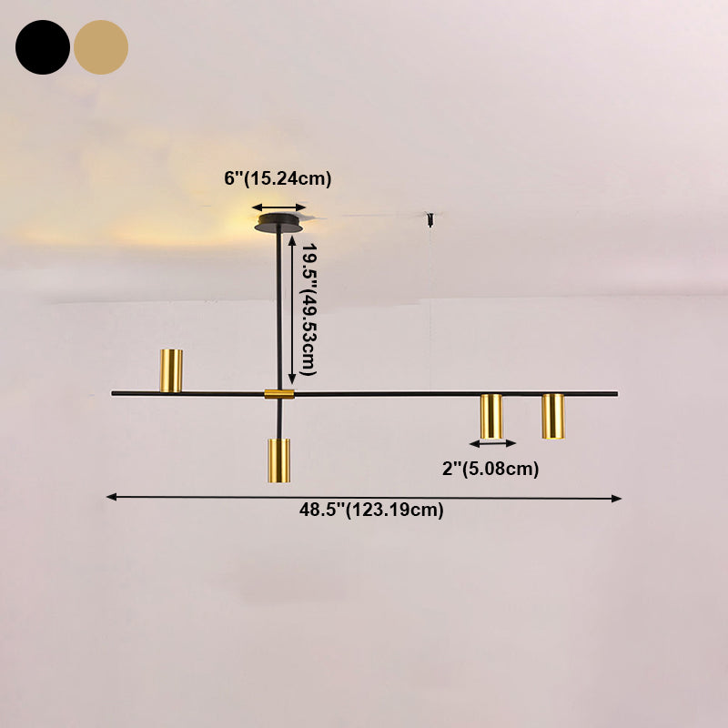 Cylindrical Metal Strip Lights Contemporary Kitchen Pendant Lights