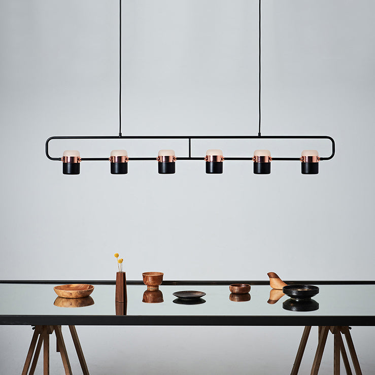 6 Light Cylinder Island Lighting Fixtures Contemporary Metal Island Lighting Ideas in Black