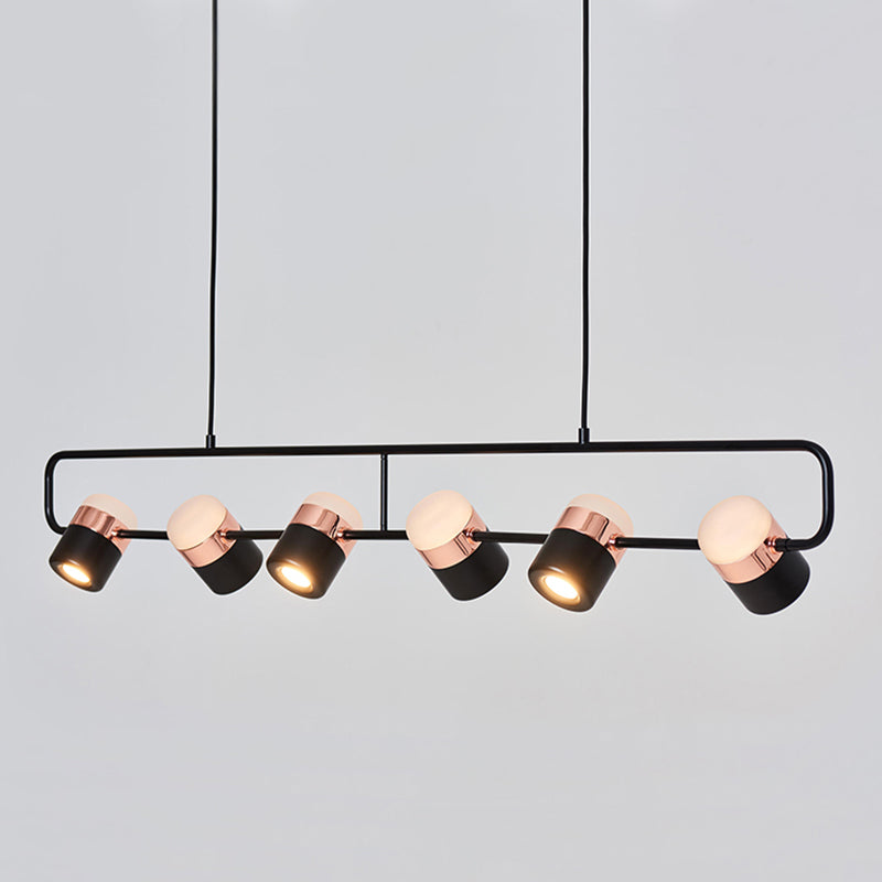 6 Light Cylinder Island Lighting Fixtures Contemporary Metal Island Lighting Ideas in Black