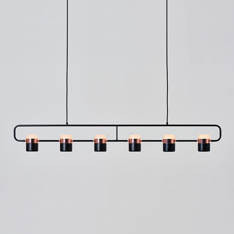 6 Light Cylinder Island Lighting Fixtures Contemporary Metal Island Lighting Ideas in Black