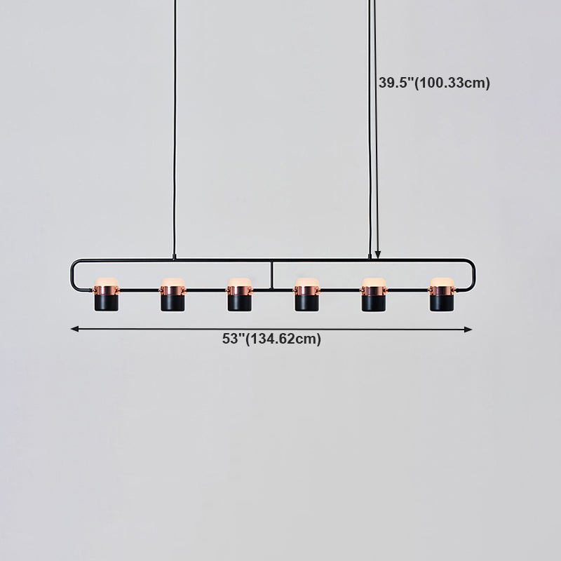 6 Light Cylinder Island Lighting Fixtures Contemporary Metal Island Lighting Ideas in Black