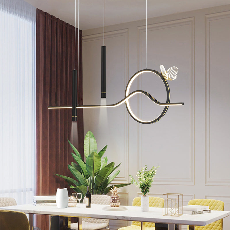 4-Light Geometric Island Lighting Fixtures Contemporary Metal Island Lighting Ideas