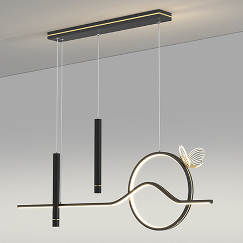 4-Light Geometric Island Lighting Fixtures Contemporary Metal Island Lighting Ideas