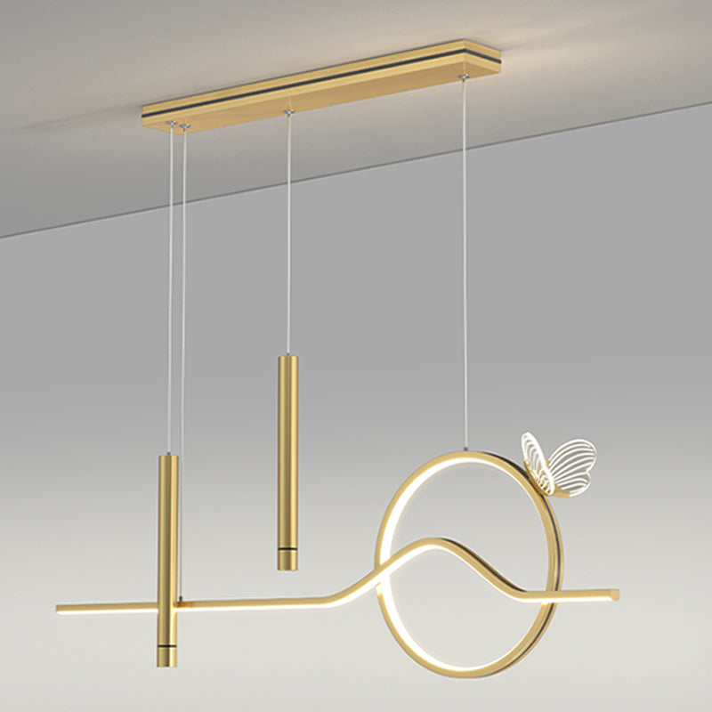 4-Light Geometric Island Lighting Fixtures Contemporary Metal Island Lighting Ideas