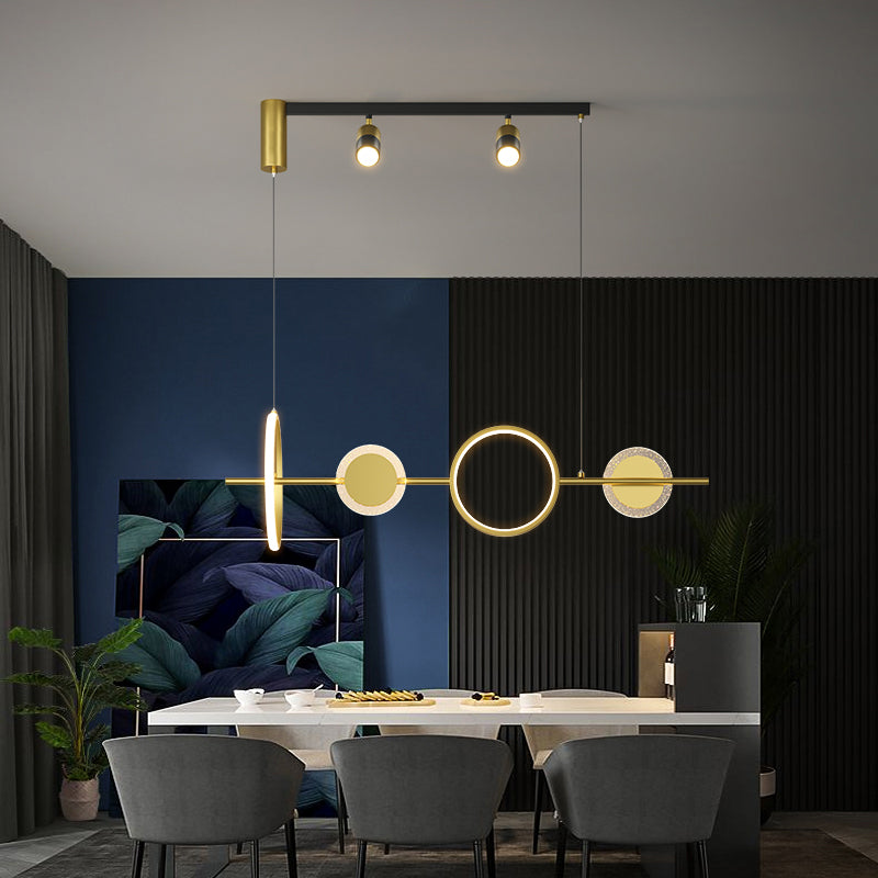 Geometric Island Lighting Fixtures Contemporary Metal Island Lighting Ideas in Gold