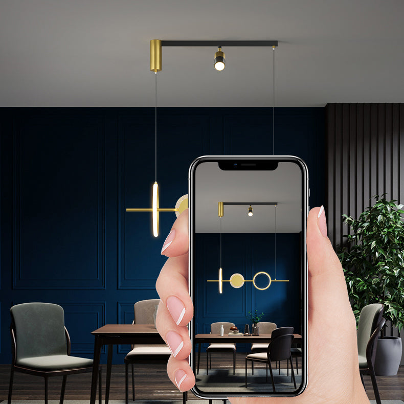 Geometric Island Lighting Fixtures Contemporary Metal Island Lighting Ideas in Gold