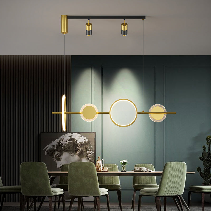 Geometric Island Lighting Fixtures Contemporary Metal Island Lighting Ideas in Gold