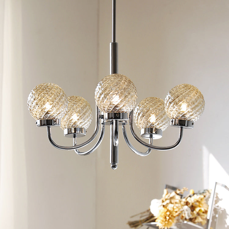 Silver Hanging Pendant Lights Modern Glass Circle Hanging Lamps for Living Room