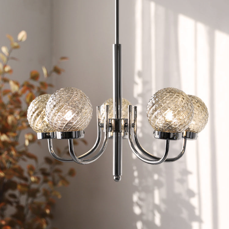 Silver Hanging Pendant Lights Modern Glass Circle Hanging Lamps for Living Room
