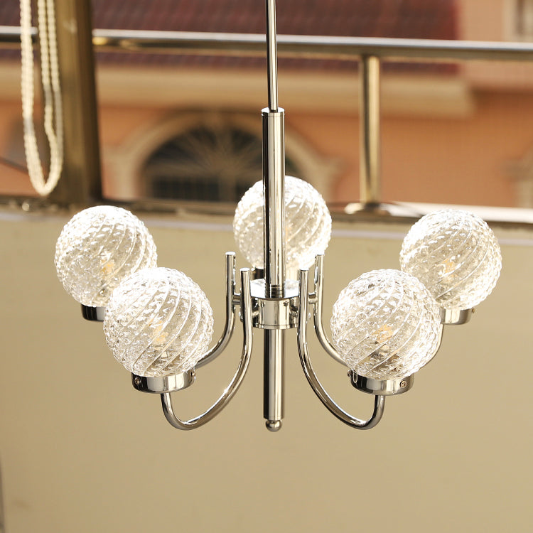 Silver Hanging Pendant Lights Modern Glass Circle Hanging Lamps for Living Room