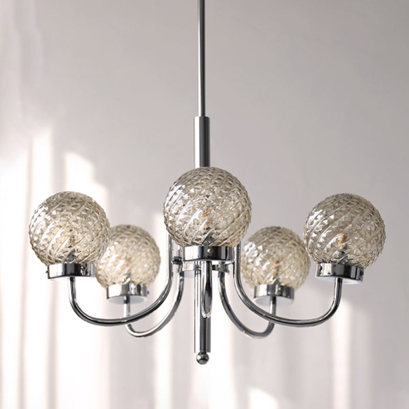 Silver Hanging Pendant Lights Modern Glass Circle Hanging Lamps for Living Room
