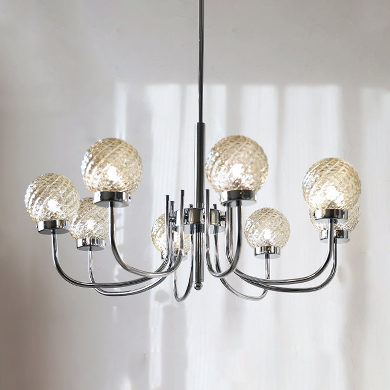 Silver Hanging Pendant Lights Modern Glass Circle Hanging Lamps for Living Room