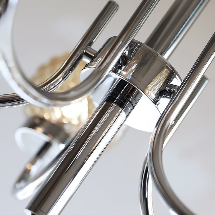 Silver Hanging Pendant Lights Modern Glass Circle Hanging Lamps for Living Room