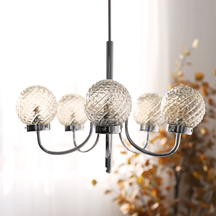Silver Hanging Pendant Lights Modern Glass Circle Hanging Lamps for Living Room