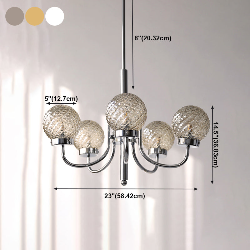 Silver Hanging Pendant Lights Modern Glass Circle Hanging Lamps for Living Room