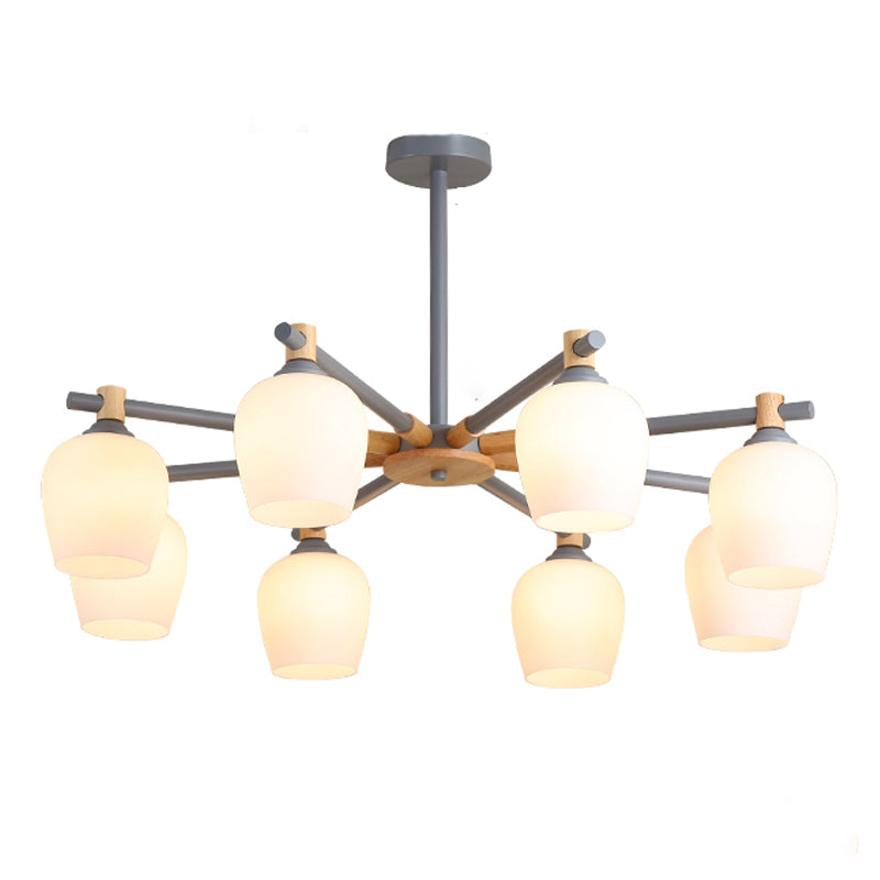 Modern Can Shape Branch Hanging Light Glass Multi Light Chandelier for Bedroom