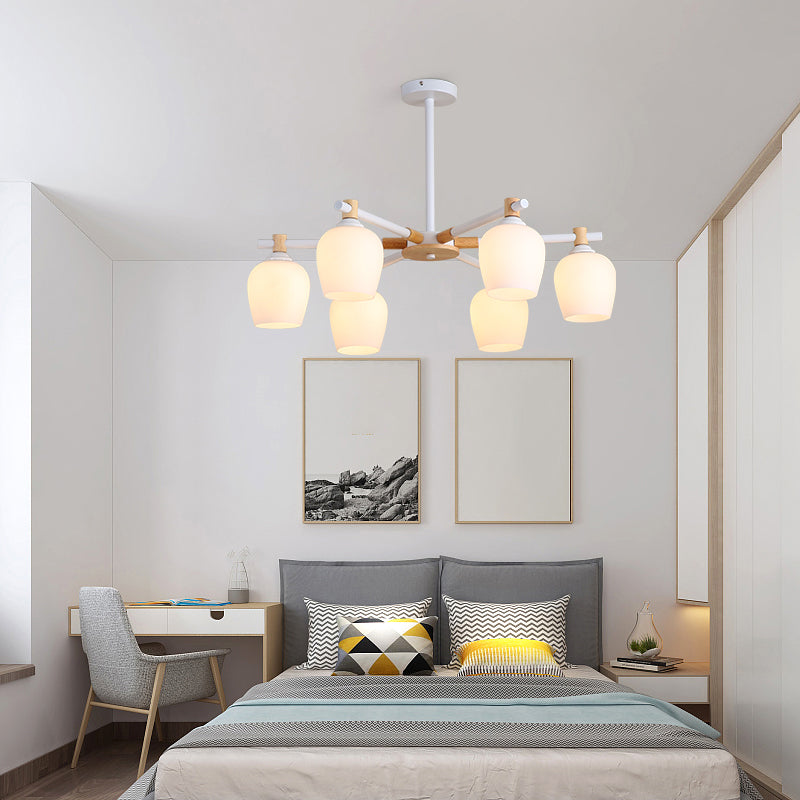 Modern Can Shape Branch Hanging Light Glass Multi Light Chandelier for Bedroom