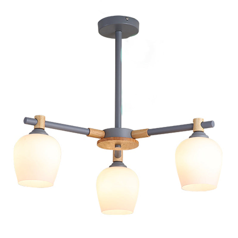 Modern Can Shape Branch Hanging Light Glass Multi Light Chandelier for Bedroom