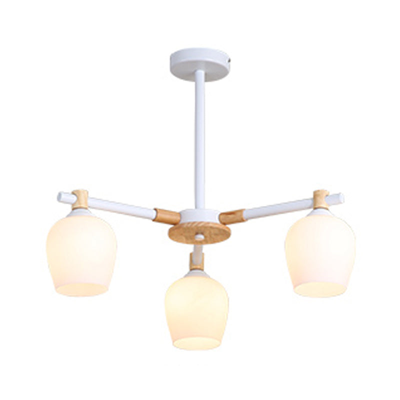 Modern Can Shape Branch Hanging Light Glass Multi Light Chandelier for Bedroom