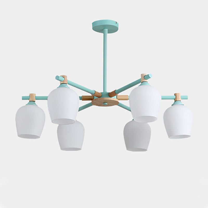 Modern Can Shape Branch Hanging Light Glass Multi Light Chandelier for Bedroom