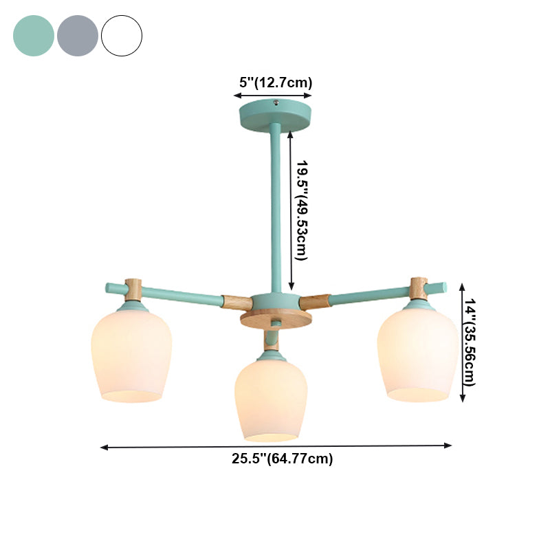 Modern Can Shape Branch Hanging Light Glass Multi Light Chandelier for Bedroom