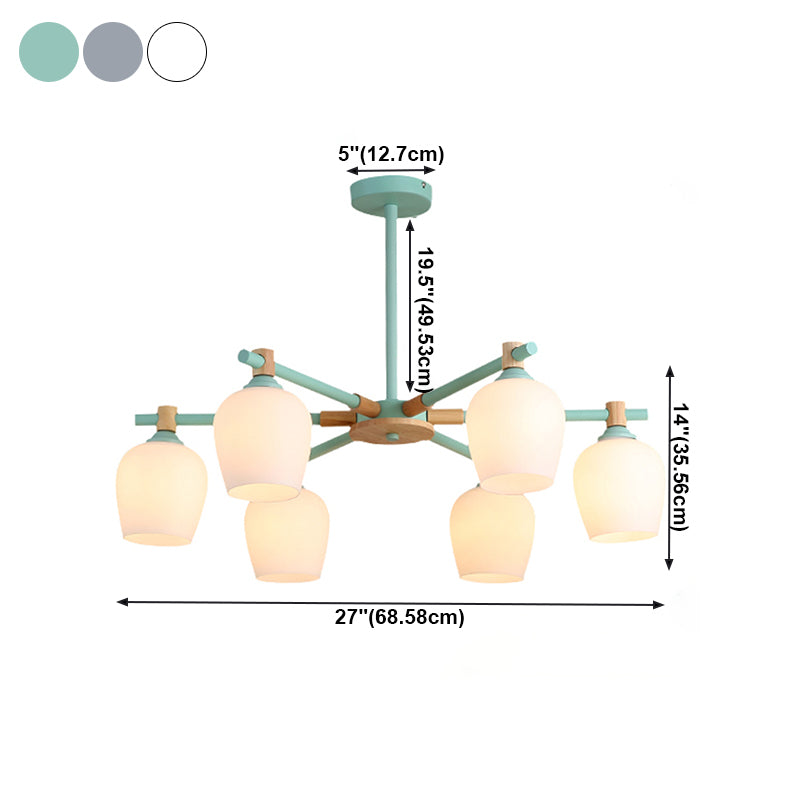 Modern Can Shape Branch Hanging Light Glass Multi Light Chandelier for Bedroom