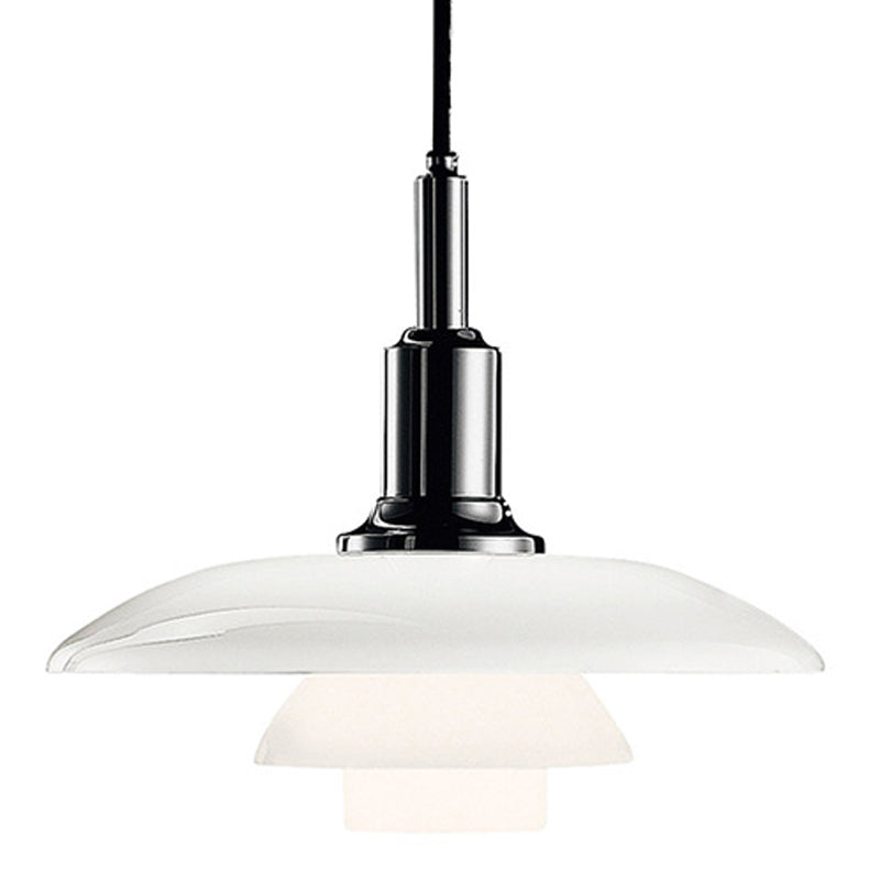 Modern Artistic Single Hanging Lamp Electroplate Iron Pendant Light with White Glass Shade