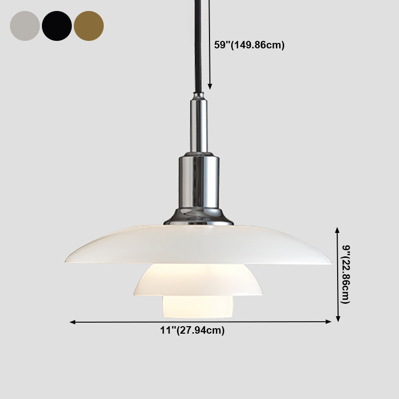 Modern Artistic Single Hanging Lamp Electroplate Iron Pendant Light with White Glass Shade