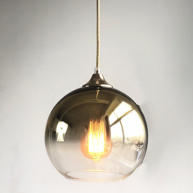 Modern Artistic Single Hanging Lamp Electroplate Iron Pendant Light with Globe Glass Shade
