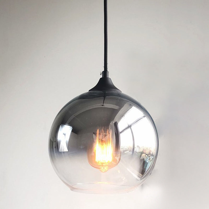 Modern Artistic Single Hanging Lamp Electroplate Iron Pendant Light with Globe Glass Shade