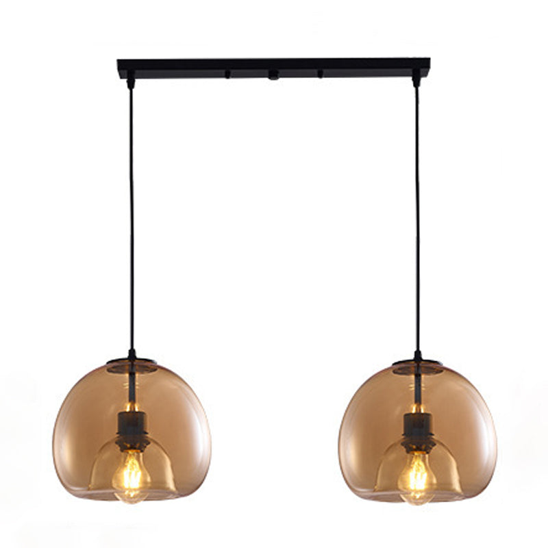 Modern Iron Pendant Light Globe Glass Hanging Lamp for Dining Room