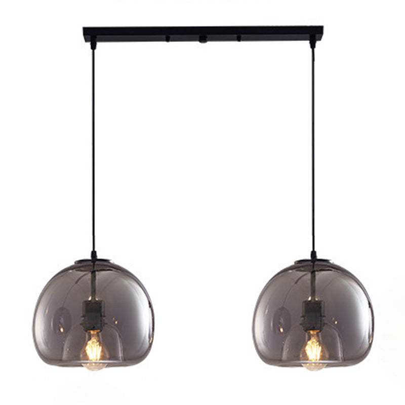 Modern Iron Pendant Light Globe Glass Hanging Lamp for Dining Room