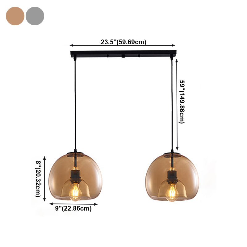 Modern Iron Pendant Light Globe Glass Hanging Lamp for Dining Room