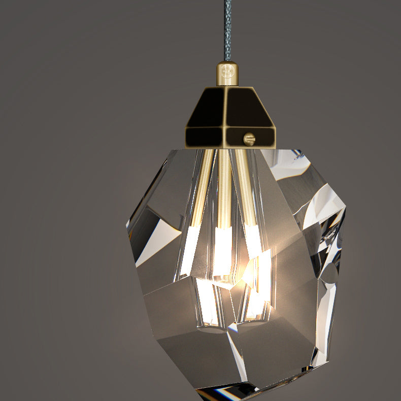 Crystal Unique Shape Hanging Light Modern Style 1 Head Hanging Mount Fixture for Bedroom