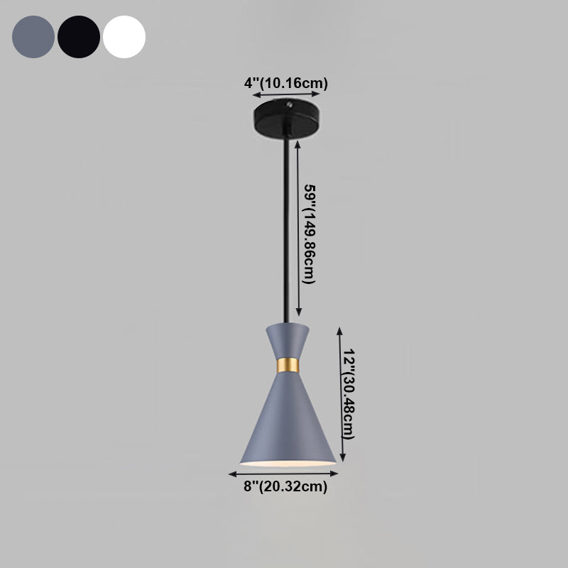 Metal Cone Hanging Lights Modern Macaron Style 1 Head Hanging Mount Fixture for Bedroom