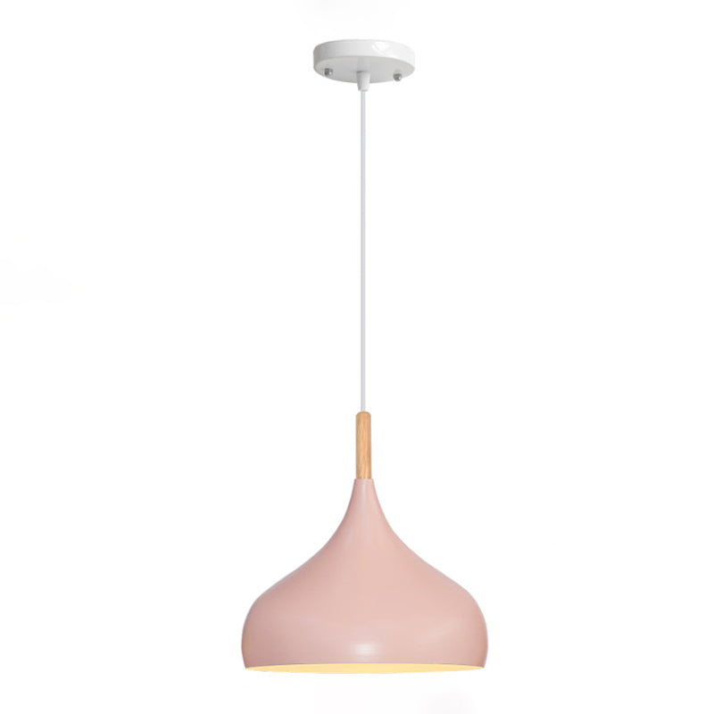 Pot Cover Shape Hanging Lighting Modern Metal 1 Light Pendant Lamp for Living Room