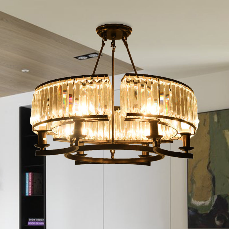 Chandelier en cristal en forme de tambour contemporain 6/8/10 LUMILES PRENDANT PROSIBLE NOIR / GOL